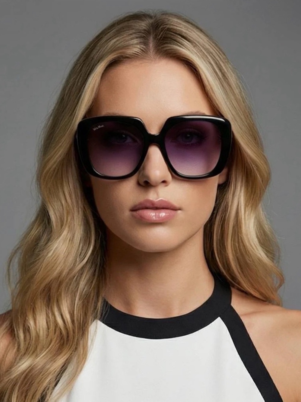 MAXMARA LOGO 12 MM0047 BLACK/VIOLET GRADIENT SUNGLASSES